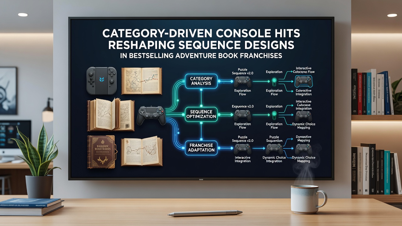 Book chapter sequence diagrams aligned with console category filters showing exploration and confrontation phases