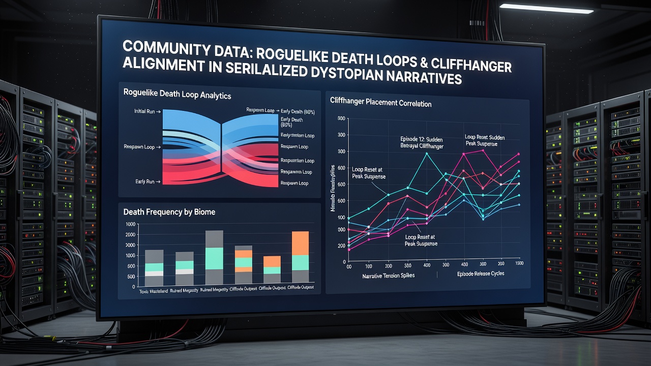 Graphs comparing death loop frequencies with cliffhanger positions in dystopian reader data