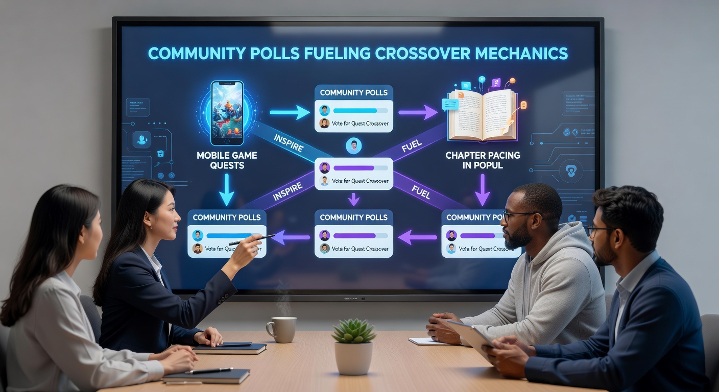 Side-by-side comparison of a mobile quest flowchart and corresponding graphic novel page layouts showing matched pacing