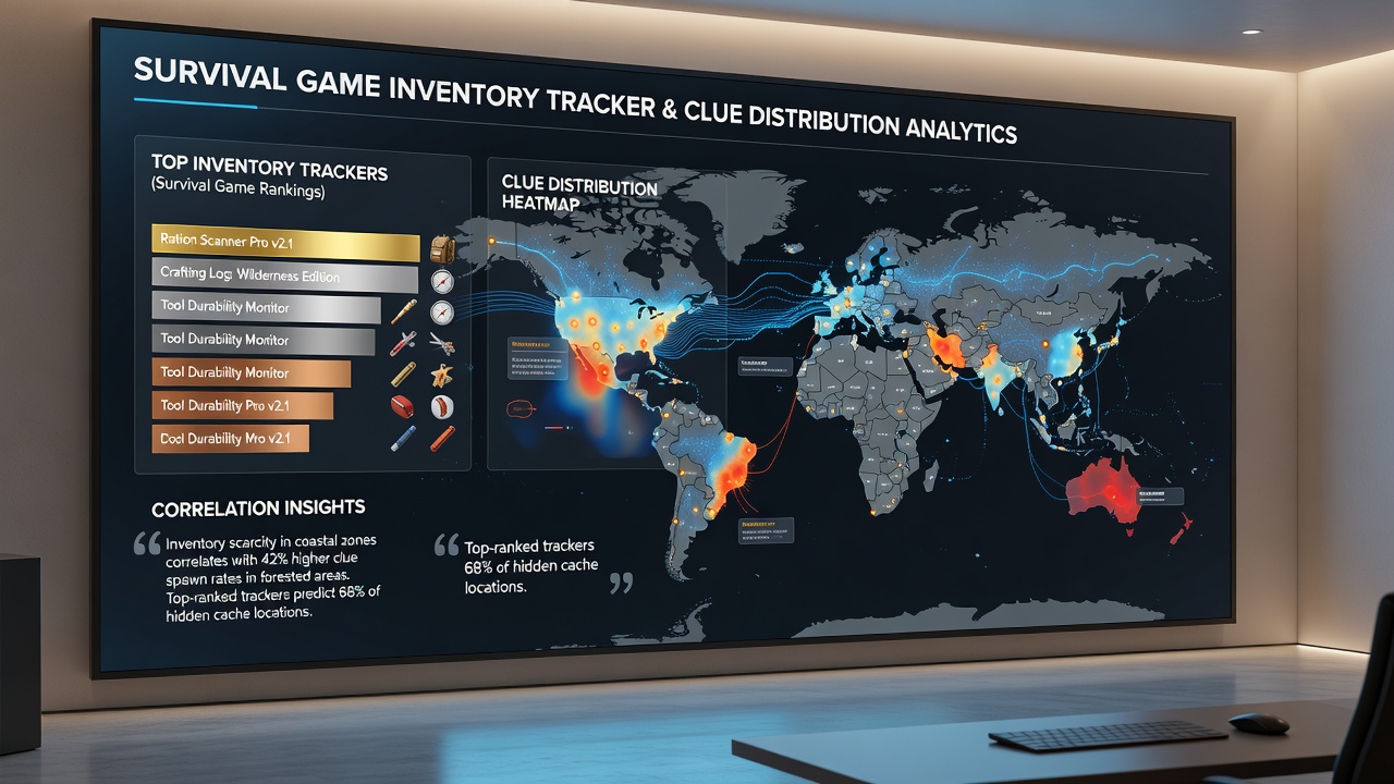 Chart comparing survival game inventory tier lists with detective novel clue distribution voter data from 2025-2026