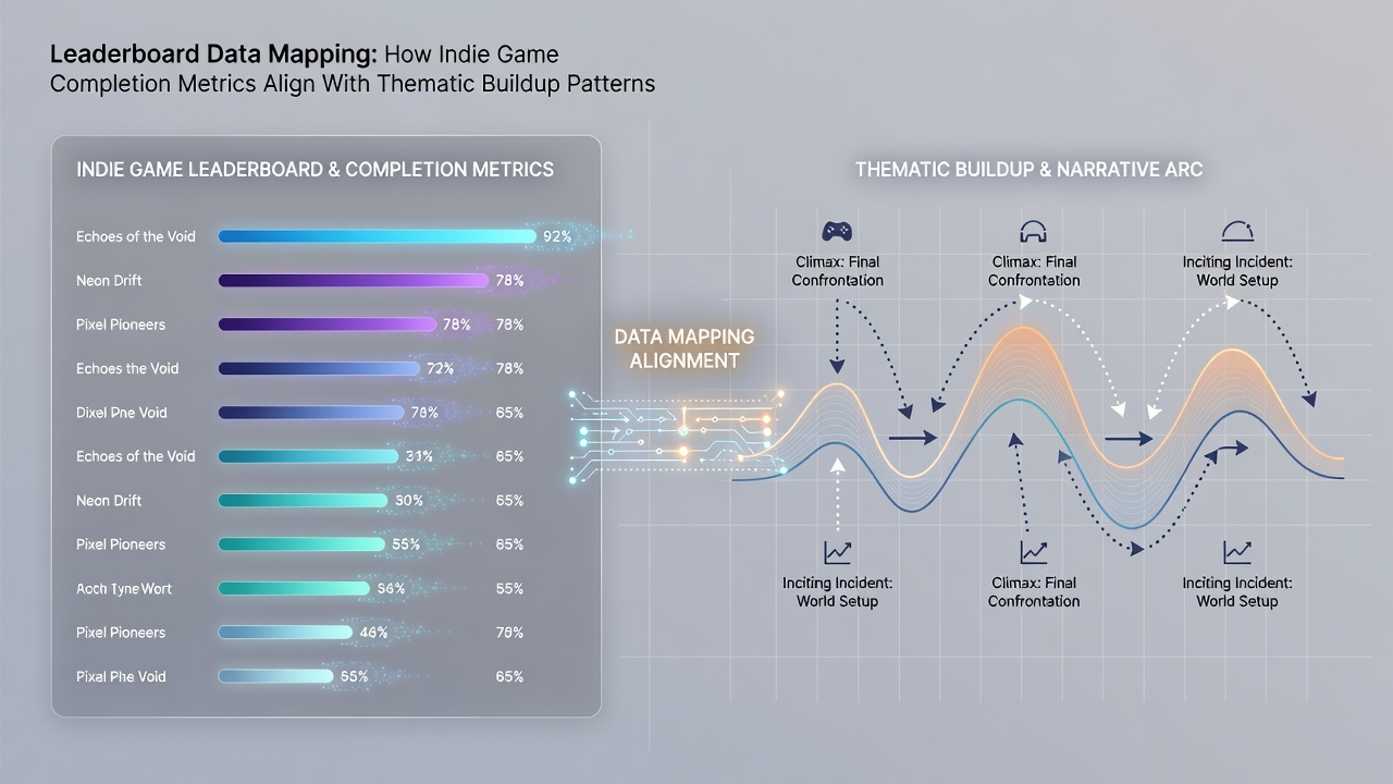 Graph comparing indie game achievement tiers with reader-voted mystery novel revelation points
