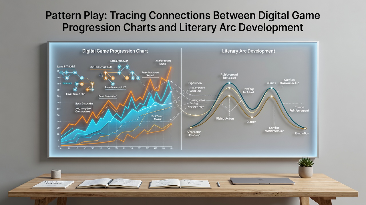 Graph comparing reader survey arc peaks with game progression milestones across multiple titles