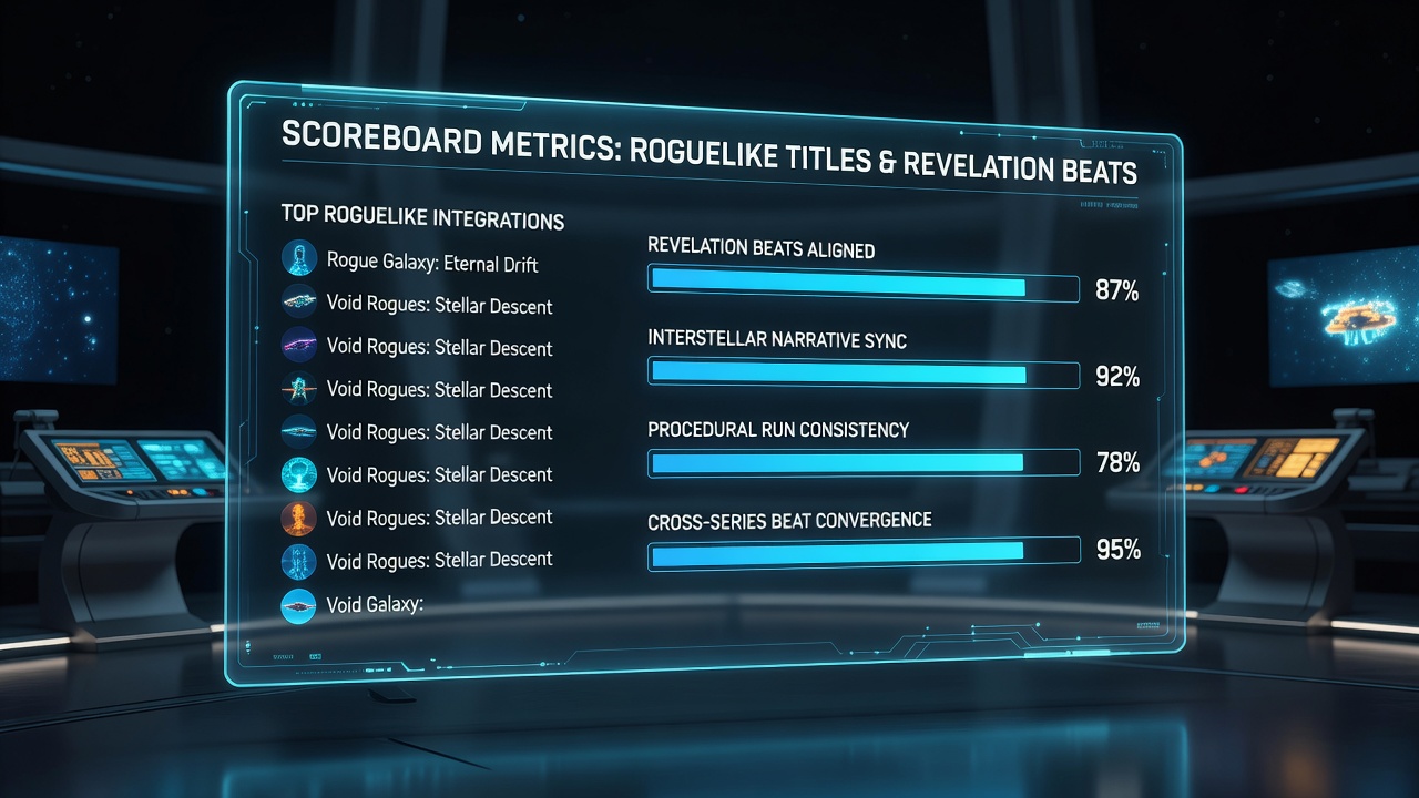 Chart comparing roguelike scoreboard tiers with revelation beat placements in interstellar novel series
