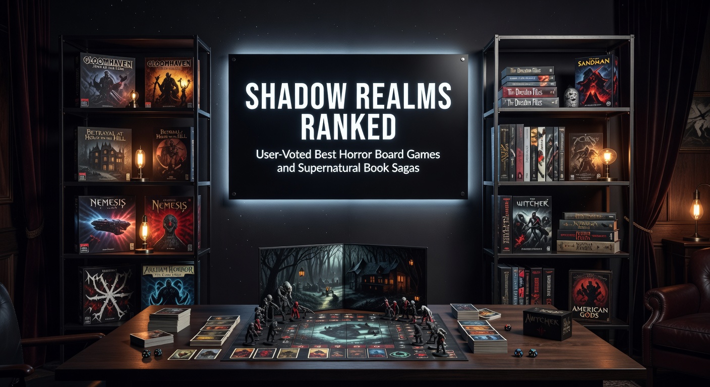 An open book with glowing supernatural runes and shadowy figures emerging from the pages, capturing the essence of epic horror sagas