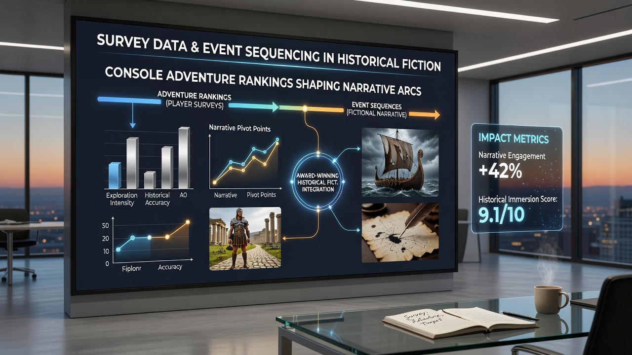 Detailed graphs comparing adventure game completion percentages with chapter event placements in historical fiction novels