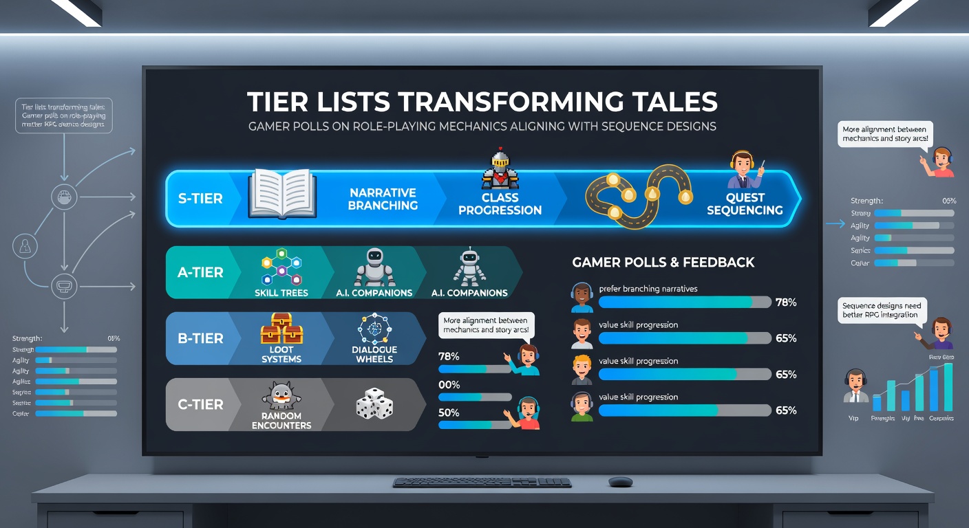 Detailed comparison charts of RPG mechanics and mystery novel plot sequences from community polls