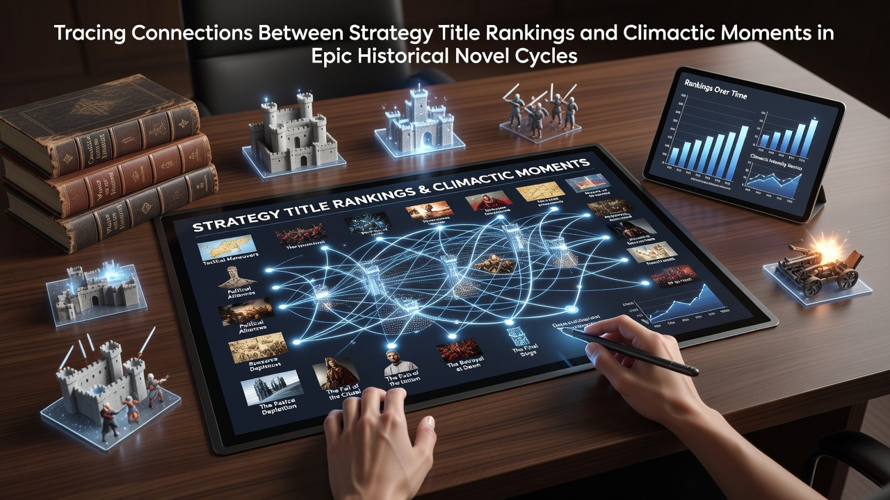 Historical strategy game rankings displayed alongside epic novel series timelines showing parallel peak moments