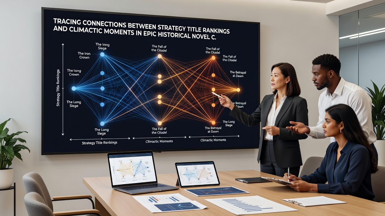 Detailed charts mapping strategy game leaderboard positions against climactic chapter locations in historical novel series